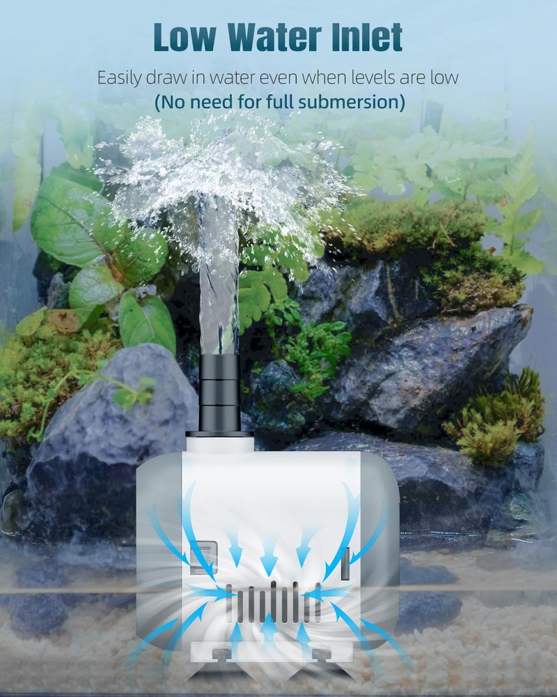 Pawfly Small Fountain Pump, 320 GPH Submersible Water Pump for Fountain, 18 W Mini Water Pump with 4.9 ft. High Lift, Quiet Water Fountain Pump for Aquarium Fish Tank & Waterfall - Image 3